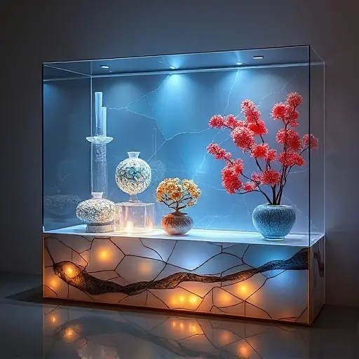 Миокиназная мебель из крашеного стекла под микрорельефы и освещение